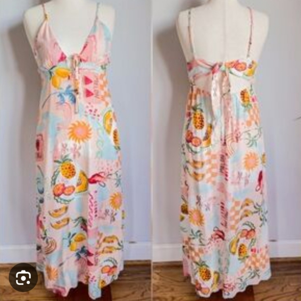 Women’s Pink Tropical Print Maxi Dress - Brand:
